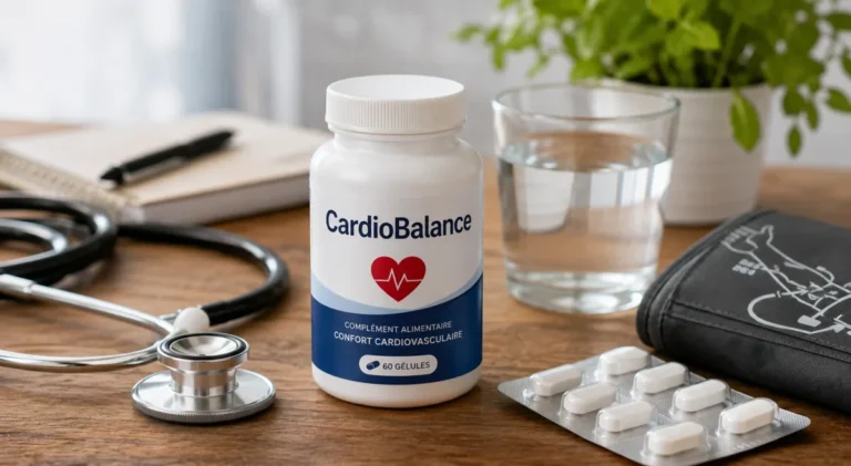 CardioBalance avec tensiomètre et stéthoscope pour illustrer les risques cardiovasculaires