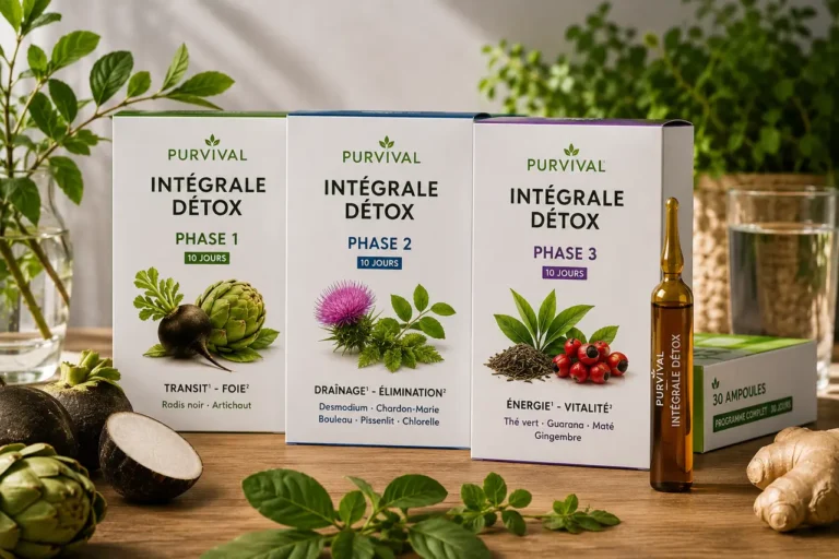 Cure Purvival Intégrale Détox en ampoules avec ses trois phases végétales