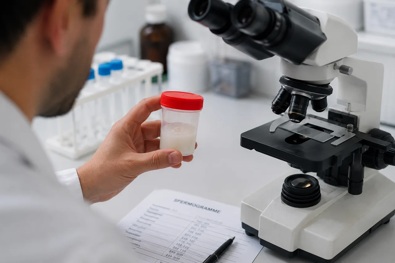 Analyse en laboratoire de la recharge du sperme après éjaculation avec un spermogramme