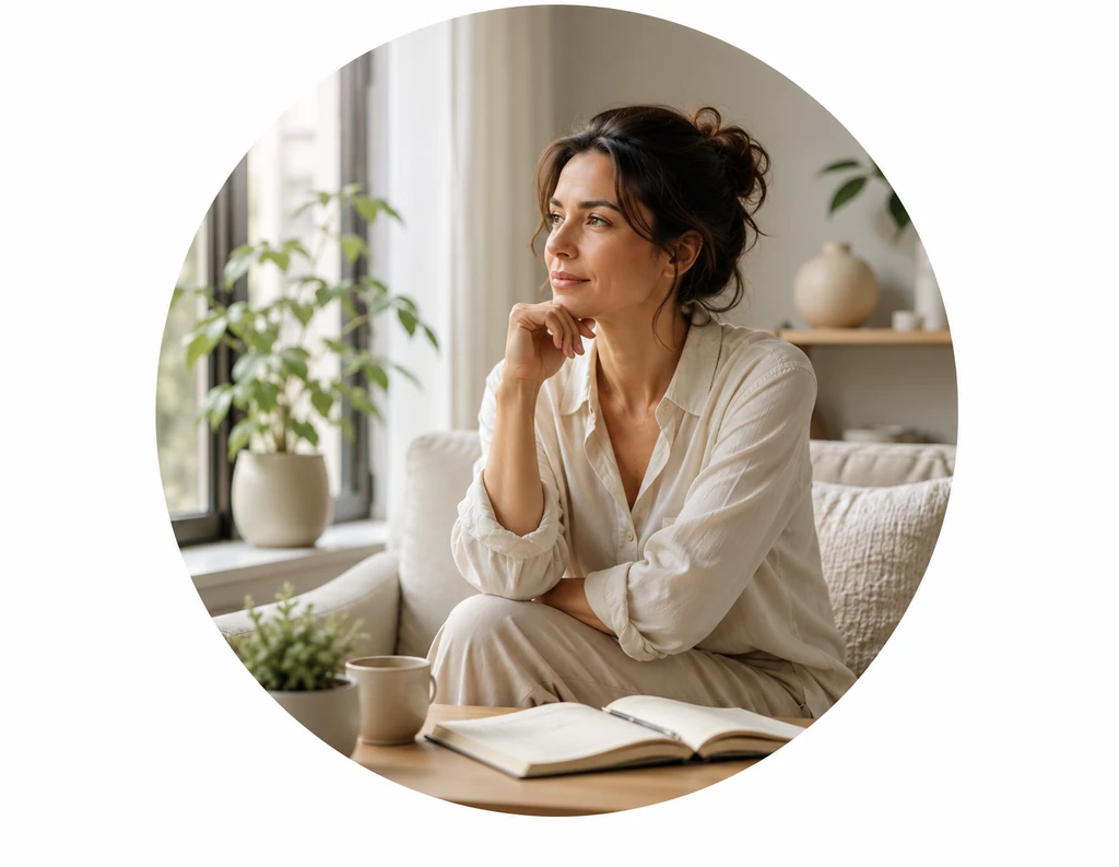 Femme prenant un temps de réflexion près d’une fenêtre pour mieux comprendre ses émotions et préserver son équilibre intérieur.