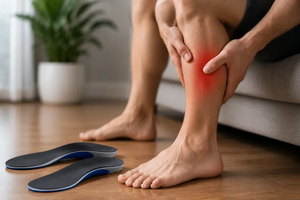 Douleur musculaire au mollet associée au port de semelles orthopédiques
