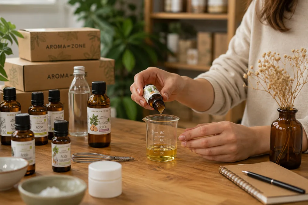 Préparation de cosmétiques maison avec des produits Aroma-Zone